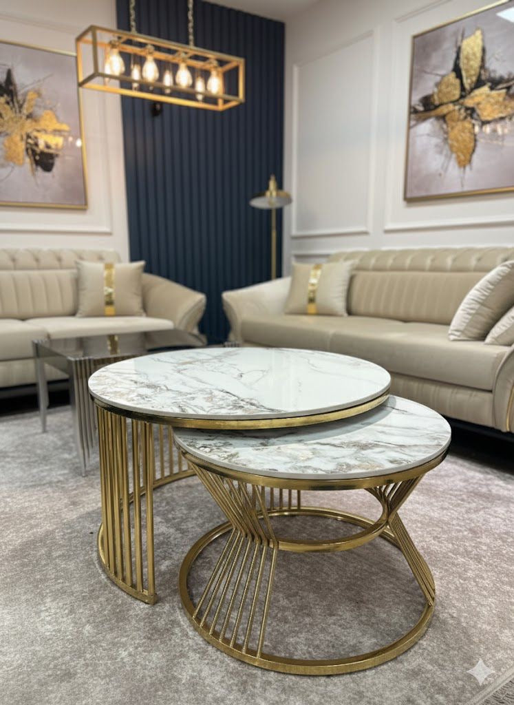 Runt Soffbordset i Marmordesign