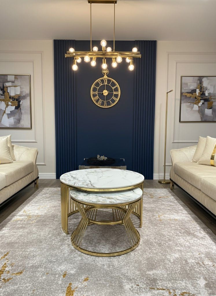 Runt Soffbordset i Marmordesign